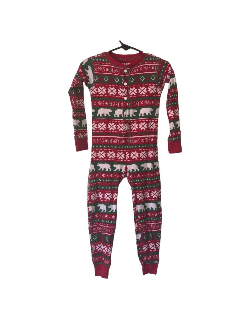 Little Blue House Holiday Pajamas 2T Red Green Beary Xmas Bear Print Snug-Fittin